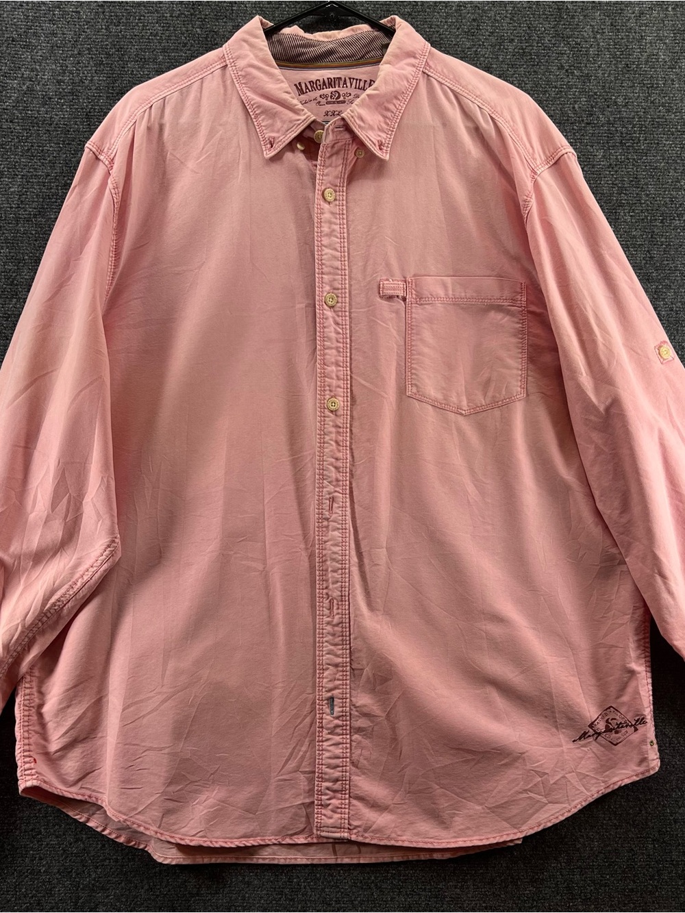 Margaritaville Mens Shirt Size 2XL Pink Long Sleeve Button Tab Jimmy Buffett